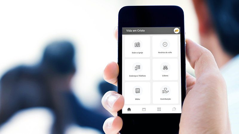Aplicativo da igreja em uso